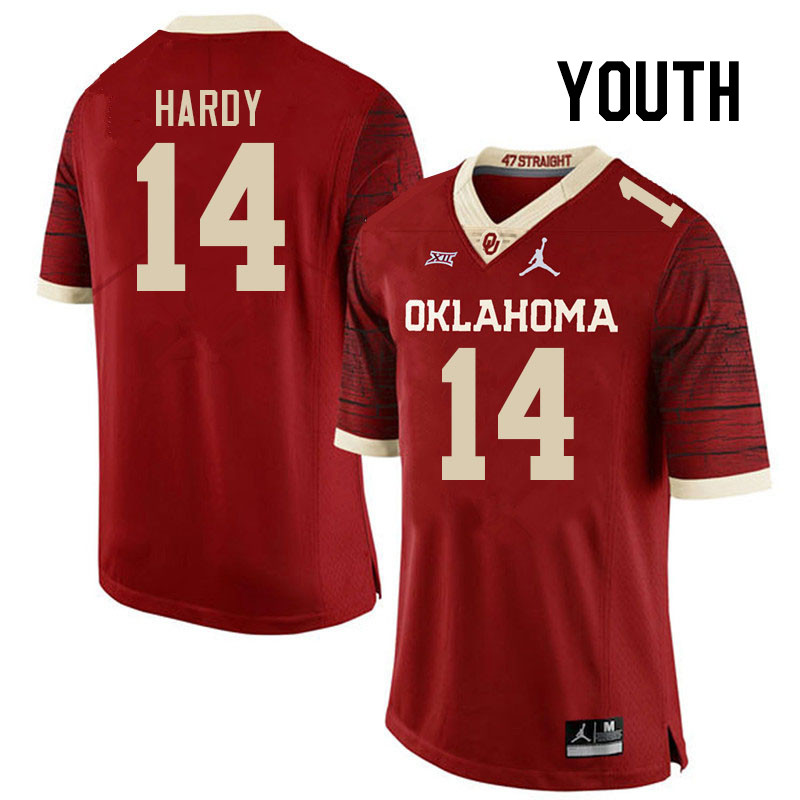 Youth #14 Jaydan Hardy Oklahoma Sooners College Football Jerseys Stitched-Retro